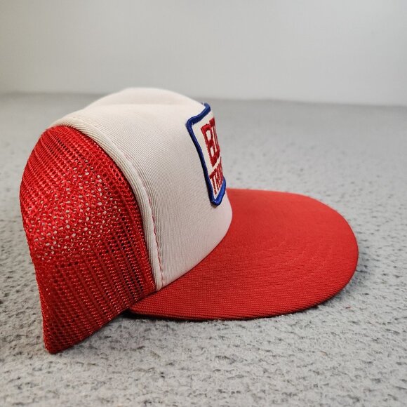 Vintage Trucker Hat Snapback Cap Bione Truck Service Red White Patch Foam Mesh - Picture 3 of 10